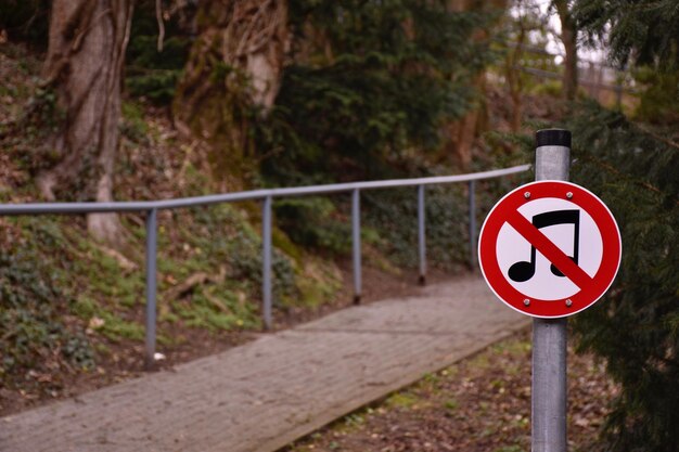 Segno informativo su strada da alberi