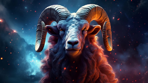 Segno zodiacale aries nello spazio cosmico IA generativa