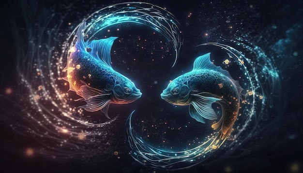 Segno zodiacale Capricorno magica energia al neon incandescente Arte generativa