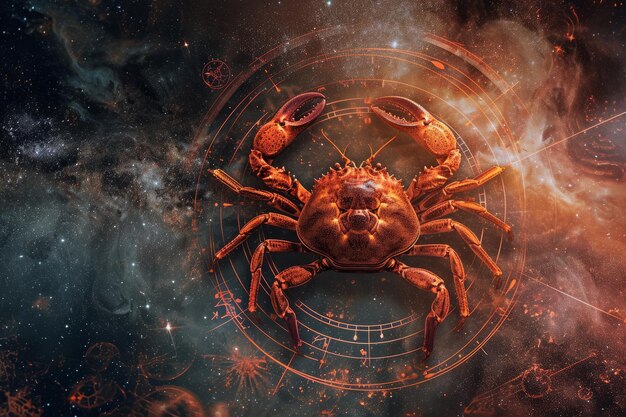 Segno zodiacale del cancro contro la ruota dell'oroscopo