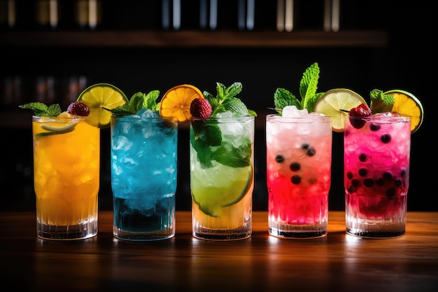 Selezione di mocktails colorati