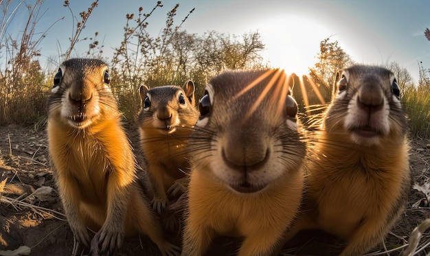 Selfie con snack Lo scoiattolo scatta una foto mentre sgranocchia le sue noccioline preferite Creazione utilizzando strumenti di intelligenza artificiale generativa