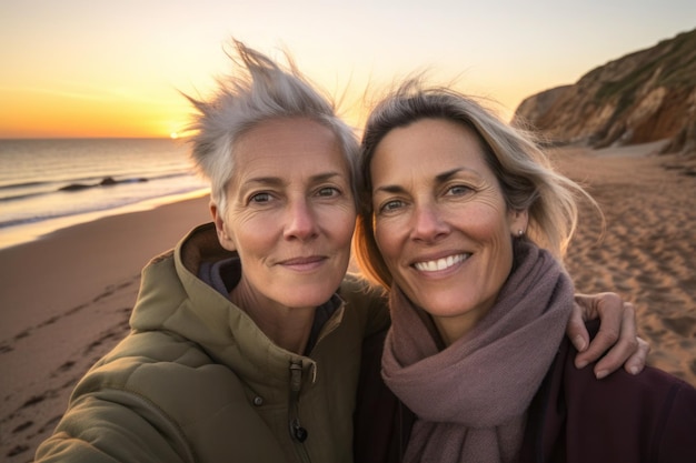 Selfie di due donne lesbiche mature lgbtq accettazione generativa ai