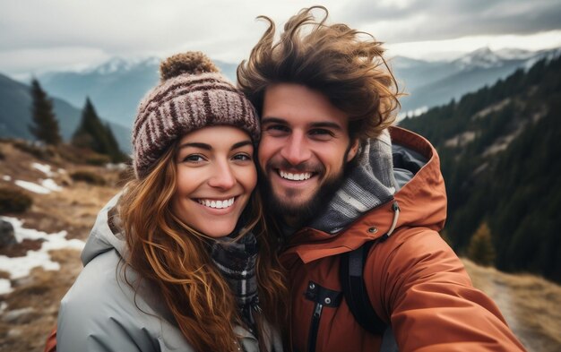 Selfie di una coppia felice AI