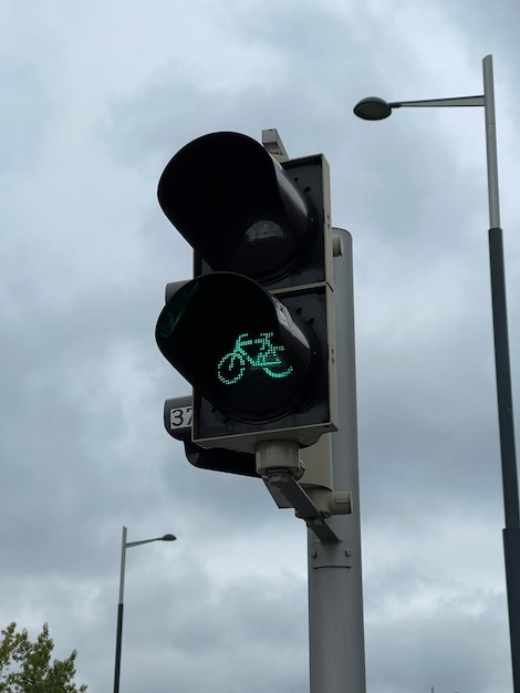 Semaforo verticale in bicicletta verde brillante