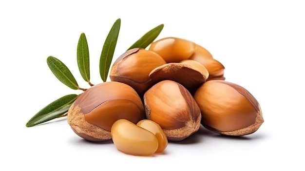 Semi di Argan isolati su sfondo bianco Generativo Ai