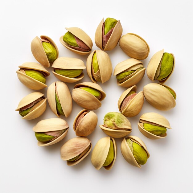 Semi isolati di pistachios su uno sfondo bianco