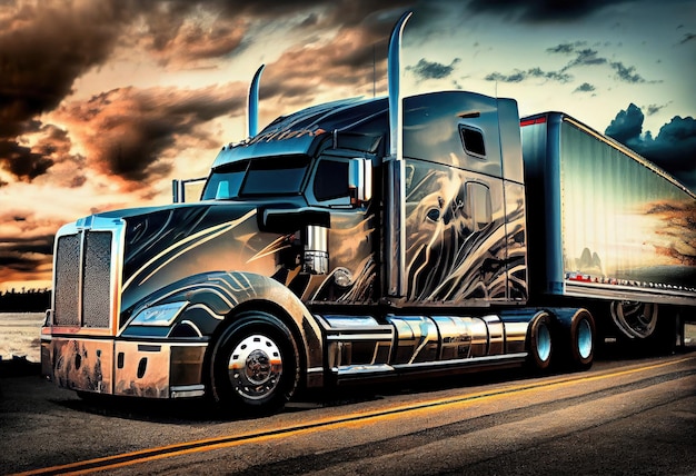 Semi Truck Trucking e spedizione Tema Generare Ai