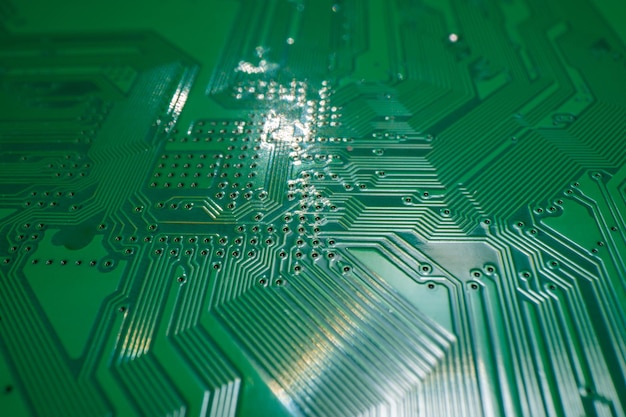 Semiconduttori chip tecnologia sfondo high tech circuito elettronico sfondo closeup macr