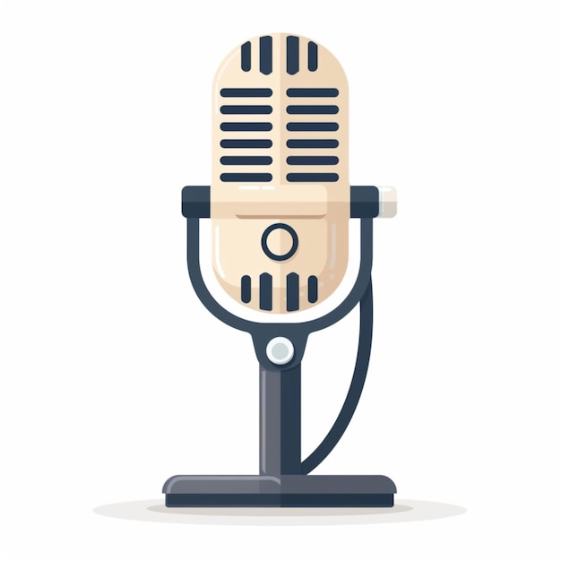 Semplica illustrazione del design di un microfono podcast con sfondo bianco