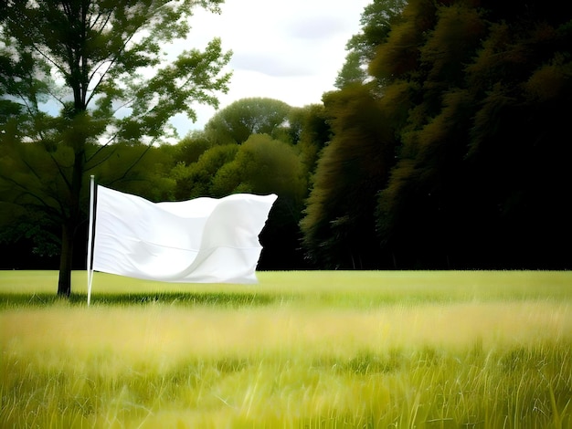 Semplice bandiera bianca per mockup in un ambiente tranquillo