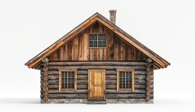 semplice casa di legno isolata su uno sfondo bianco