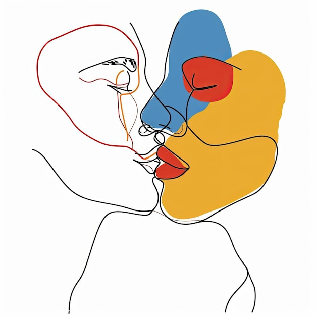 Semplice disegno astratto di una coppia che si bacia