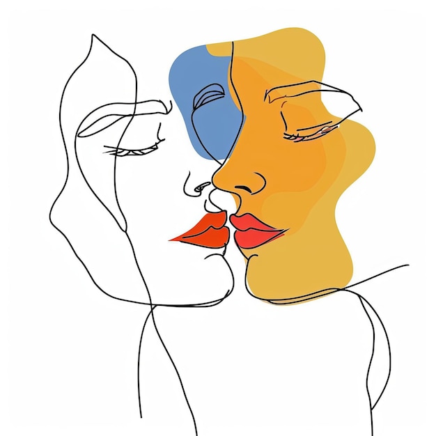 Semplice disegno astratto di una coppia che si bacia