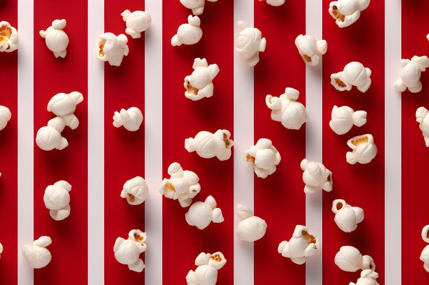 Semplice disegno di popcorn su sfondo rosso