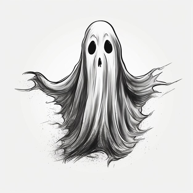 Semplice disegno di un fantasma di Halloween con una luna