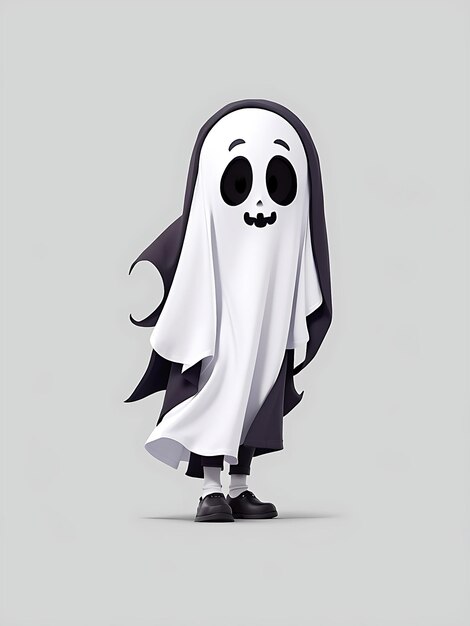 Semplice fantasma di Halloween su sfondo bianco