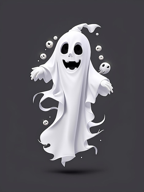 Semplice fantasma di Halloween su sfondo bianco