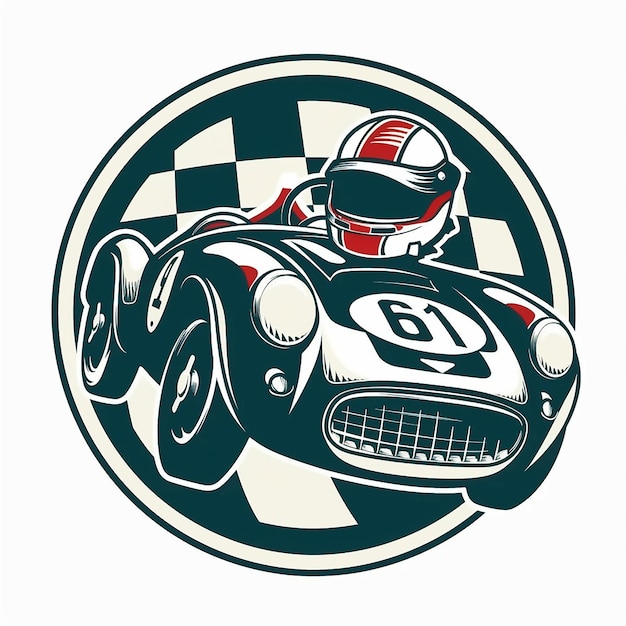 semplice logo del club di rally con casco da corsa