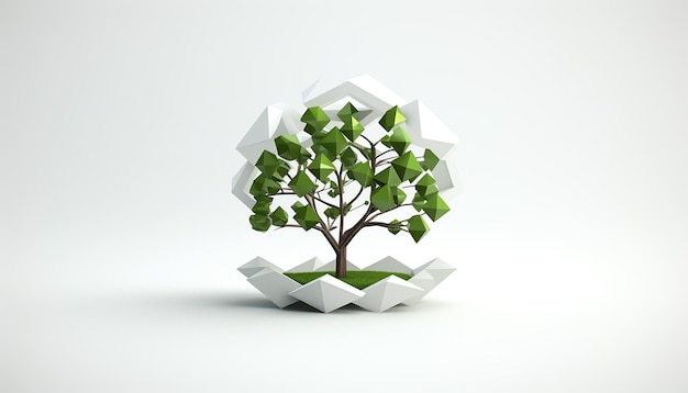 Semplice logo di rendering 3d per la sostenibilità personale e aziendale e il backgroun bianco dell'agenzia di ecologia