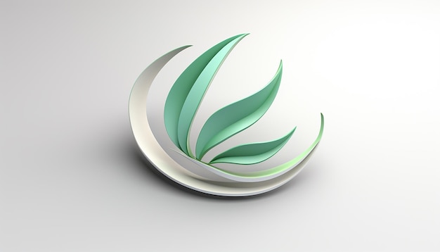 Semplice logo di rendering 3d per la sostenibilità personale e aziendale e il backgroun bianco dell'agenzia di ecologia
