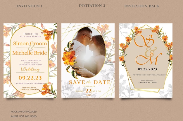 semplice modello di annuncio di matrimonio floreale