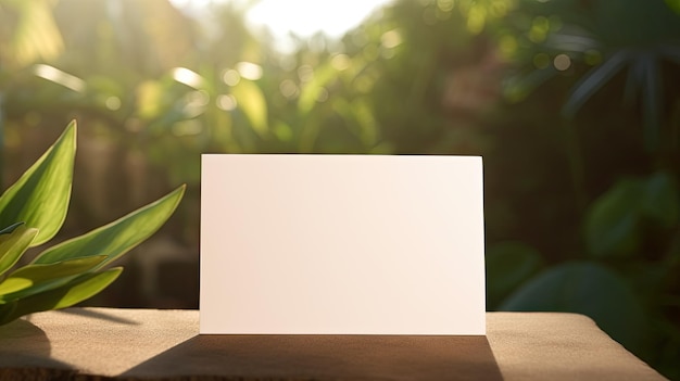Semplice modello di marchio aziendale carta vuota con spazio di mockup sfondo naturale con ombre di luce solare