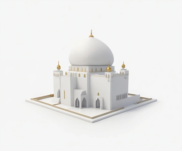 semplice moschea in miniatura rendering 3D