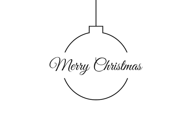 Semplice palla di Natale nera con corde e descrizione di Metty Christmas carta di auguri per le vacanze Buon anno Illustrazione vettoriale