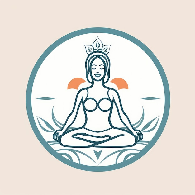 Semplice profilo della persona in posa Yoga Spa Logo generativo AI