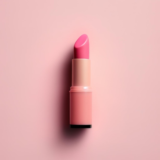 semplice rossetto rosa minimale su uno sfondo piatto rosa, pulito e minimalista