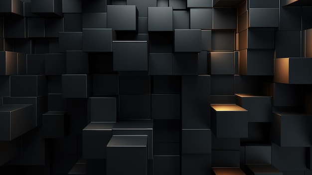 Semplice sfondo nero astratto 3d composto da cubi IA generativa