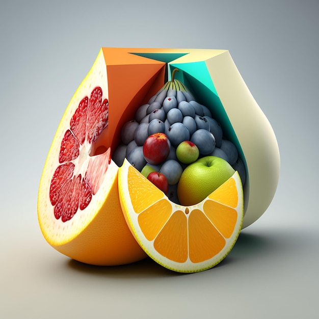 Semplice unità di frutta 3D AI generativa