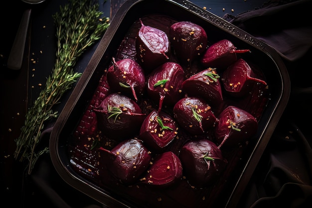 Semplici barbabietole arrostite ricetta vegana fotografia alimentare