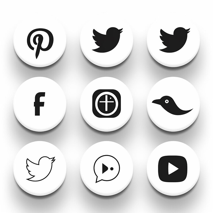 Foto semplici icone di social media in bianco e nero
