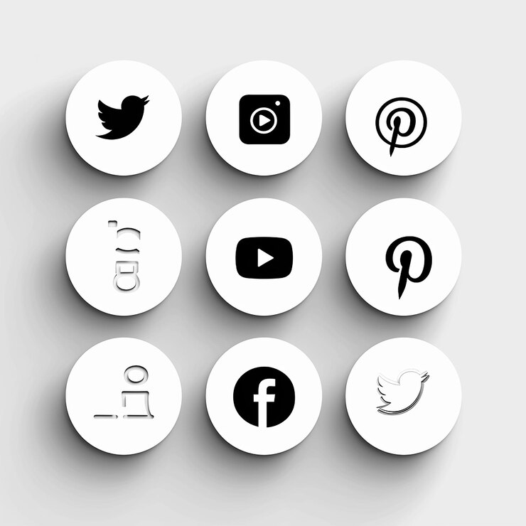 Foto semplici icone di social media in bianco e nero