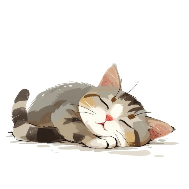 Semplico disegno illustrativo di un gatto pigro generato dall'AI Immagine