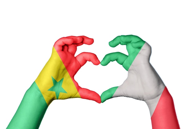 Senegal Italia Cuore Gesto della mano che fa il cuore