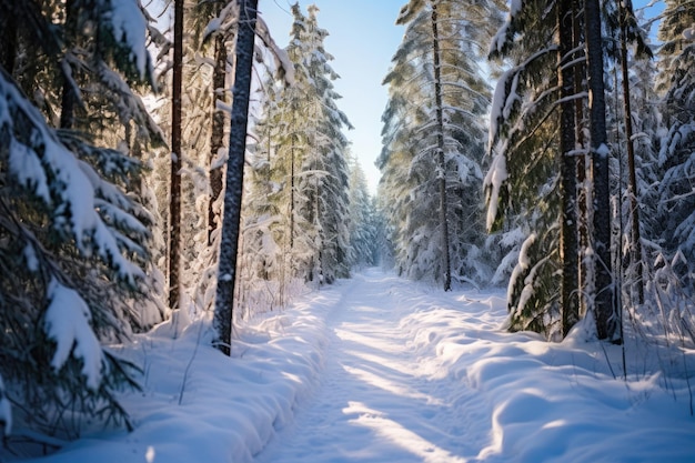 Sentiero nella foresta invernale