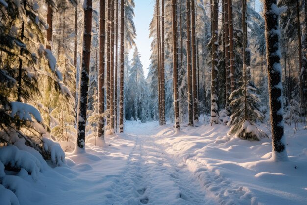 Sentiero nella foresta invernale