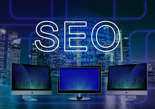 SEO Ottimizzazione per i motori di ricerca Concetto di marketing digitale Ottimizzazione per i motori di ricerca Crescita del ranking