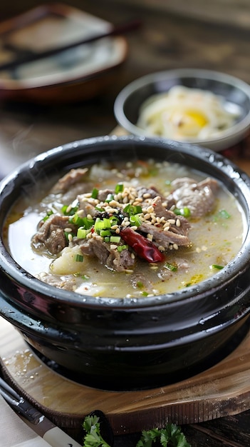 Seolleongtang zuppa di ossa di bue brodo lattiginoso cotto lentamente più caldo d'inverno