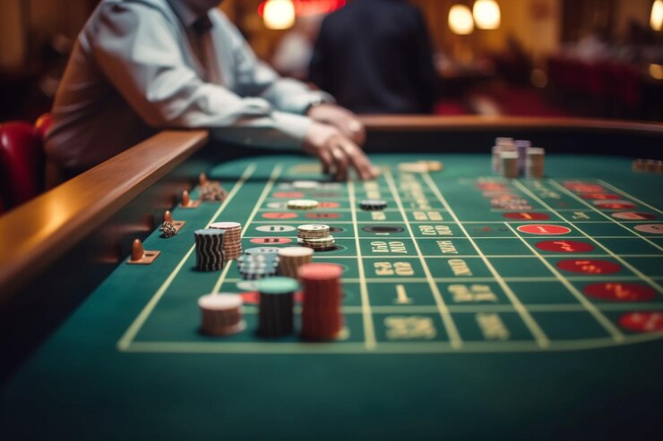 Photo seorang pria bermain roulette di kasino