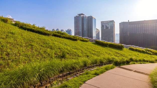 Seoul 19 luglio 2023 Camminata del parco Namsan al bellissimo tramonto Da questo punto di osservazione pubblica si può vedere una bellissima vista e la Torre NSeoul