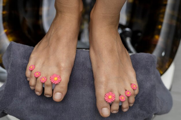 Separatori di piedi per pedicure in un salone di bellezza