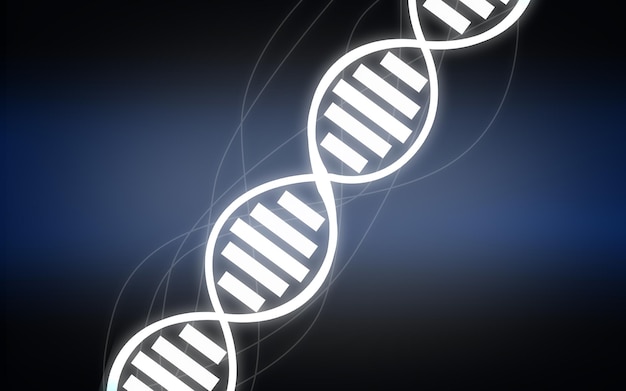 Sequenza di DNA blu bagliore di luce