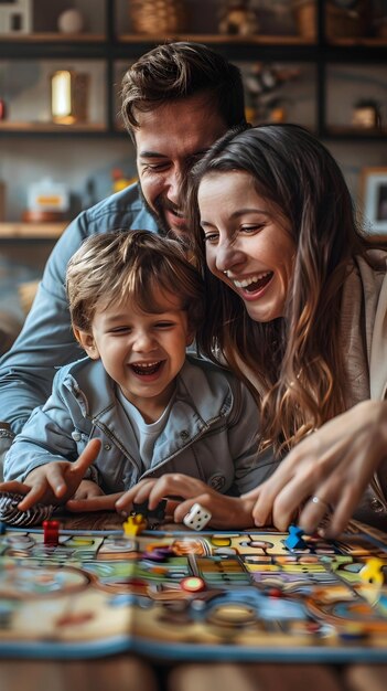 Serata di giochi in famiglia a casa Rilassarsi e ridere insieme con giochi da tavolo e spuntini