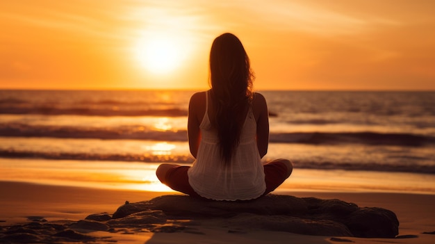 Serena meditazione al tramonto Abbraccia la calma con l'influenza del buddismo zen