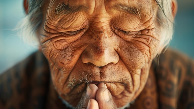 Serena Mindfulness degli anziani Cattura l'espressione pacifica del benessere emotivo attraverso la meditazione