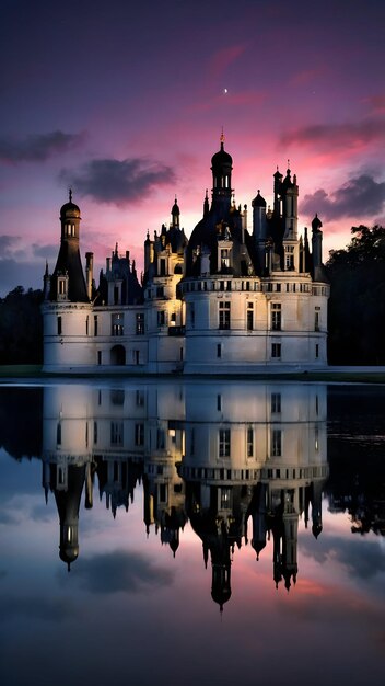 Serenata del crepuscolo al Chateau de Chambord Foto reale per il tema di revisione legale